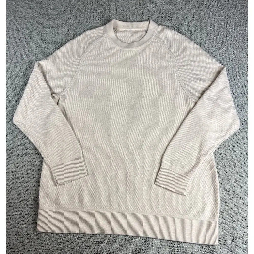 Lululemon Textured Knit Crew Neck Sweater Men’s Cream Transition Piece Fall XL